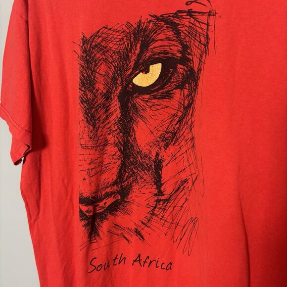 Vintage Y2K Big Cat Animal Shirt Red Men’s Women’s 2000 Large - Picture 2 of 8